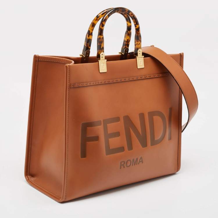 Pre Owned Fendi Brown Leather Medium Sunshine Tote