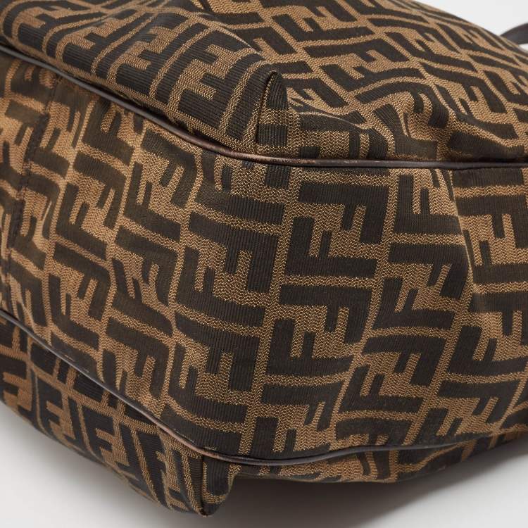 Pre Owned Fendi Tobacco Zucca Canvas and Leather Chef Shopper Tote