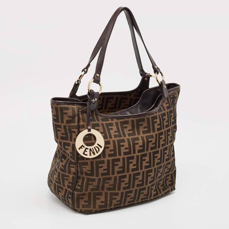 Pre Owned Fendi Tobacco Zucca Canvas and Leather Chef Shopper Tote