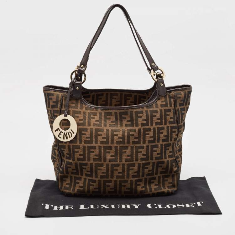 Pre Owned Fendi Tobacco Zucca Canvas and Leather Chef Shopper Tote