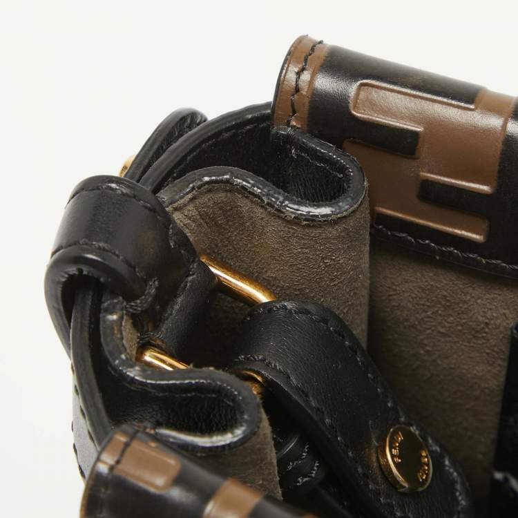 Pre Owned Fendi Black/Brown FF Leather Grace Flip Tote