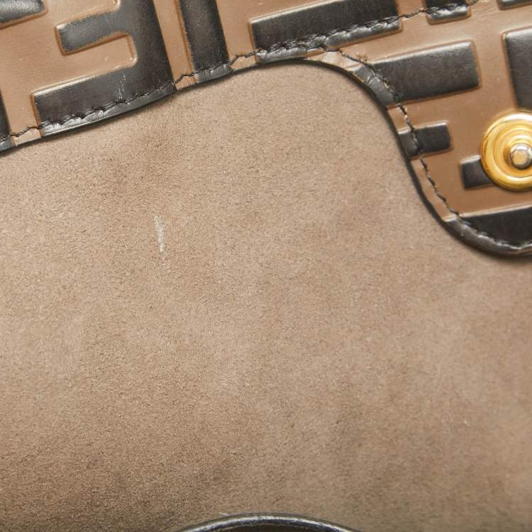 Pre Owned Fendi Black/Brown FF Leather Grace Flip Tote