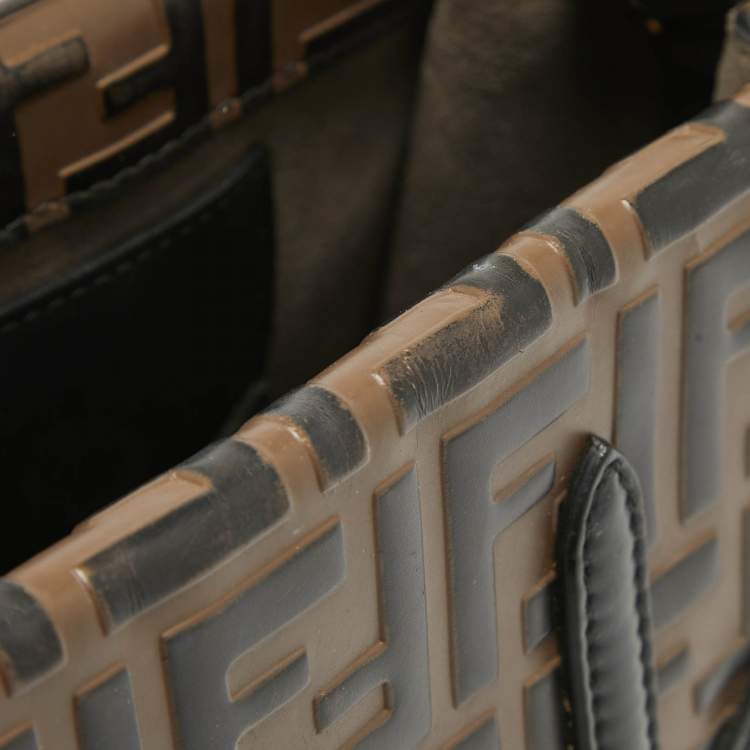 Pre Owned Fendi Black/Brown FF Leather Grace Flip Tote