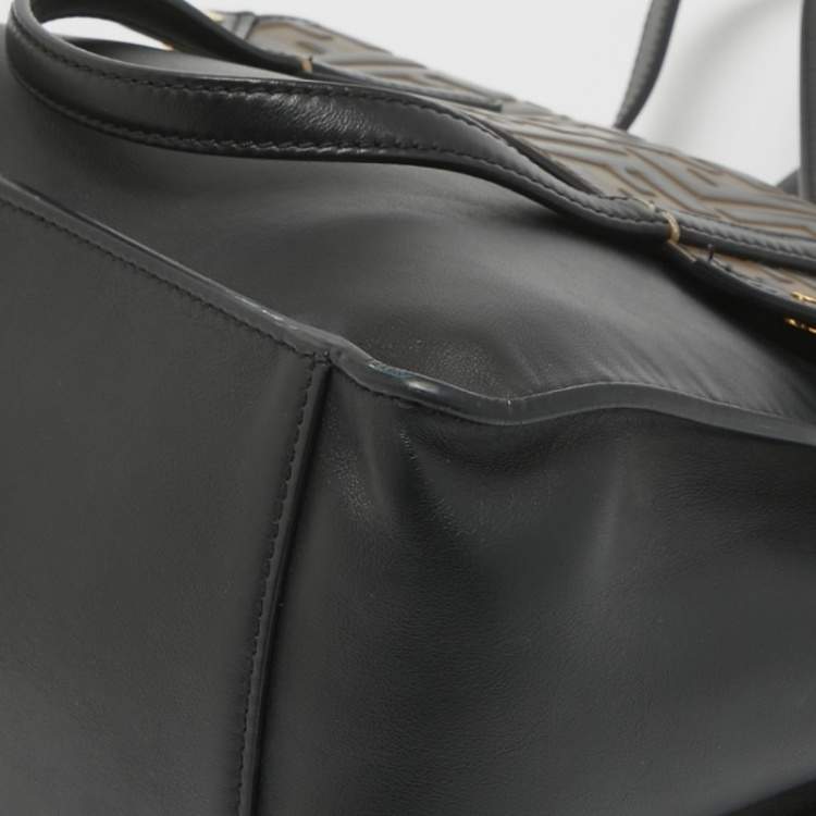 Pre Owned Fendi Black/Brown FF Leather Grace Flip Tote