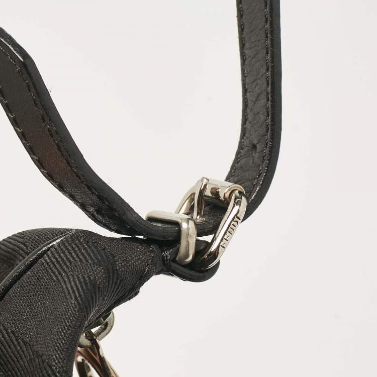 Pre Owned Fendi Black Canvas and Leather Small Oyster Hobo