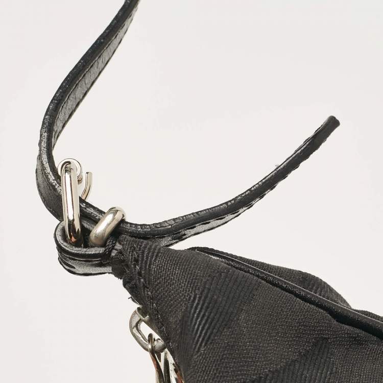 Pre Owned Fendi Black Canvas and Leather Small Oyster Hobo