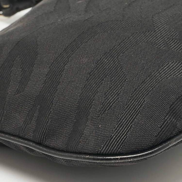 Pre Owned Fendi Black Canvas and Leather Small Oyster Hobo