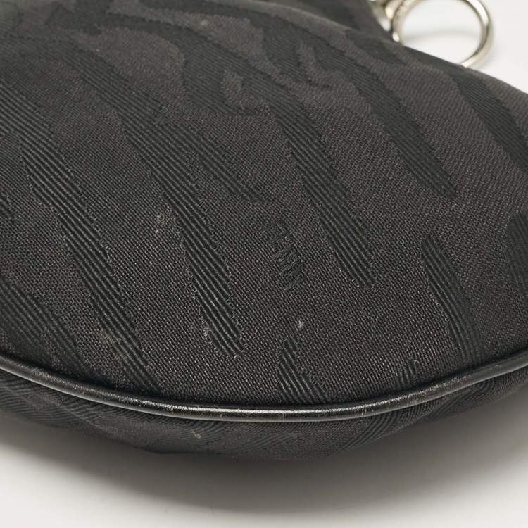 Pre Owned Fendi Black Canvas and Leather Small Oyster Hobo