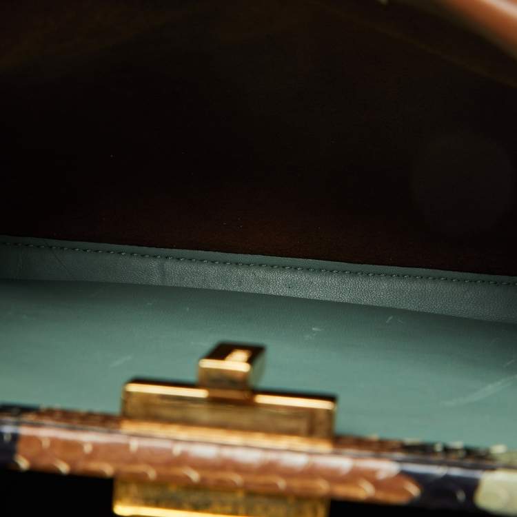 Pre Owned Fendi Brown Leather Medium Peekaboo Top Handle Bag