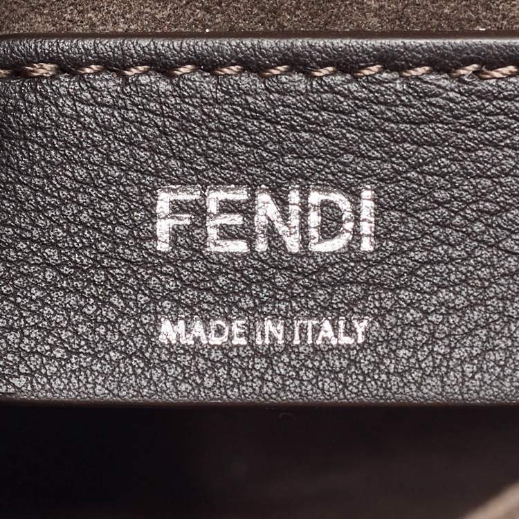 Pre Owned Fendi Gold Leather Floral Studded Wonder Monster Kan I Shoulder Bag
