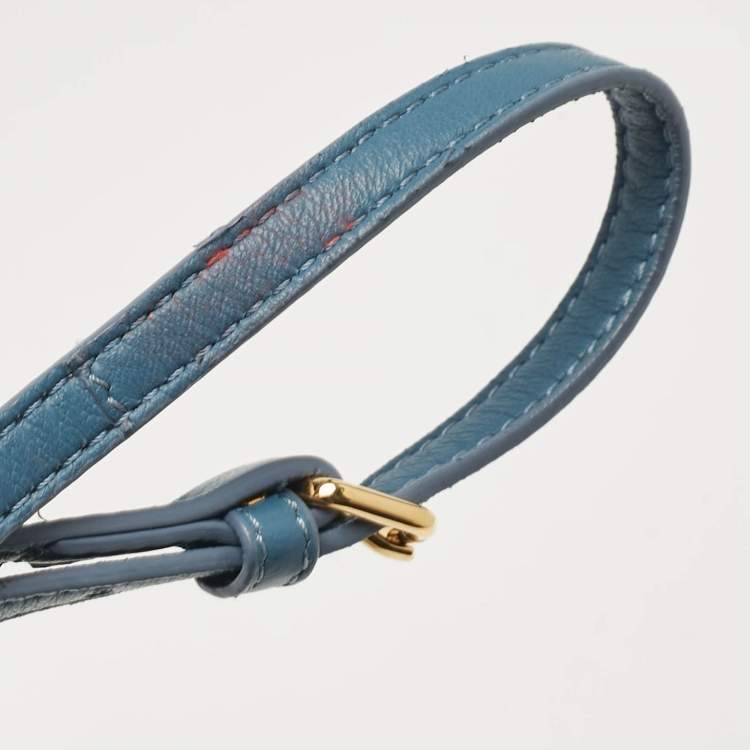 Pre Owned Fendi Blue Leather Mini Peekaboo Top Handle Bag