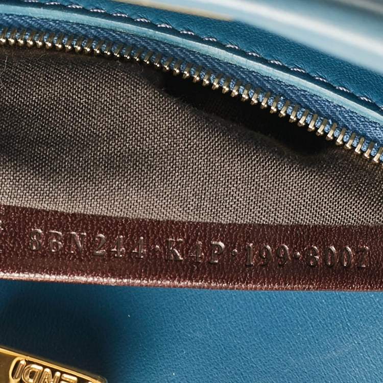 Pre Owned Fendi Blue Leather Mini Peekaboo Top Handle Bag