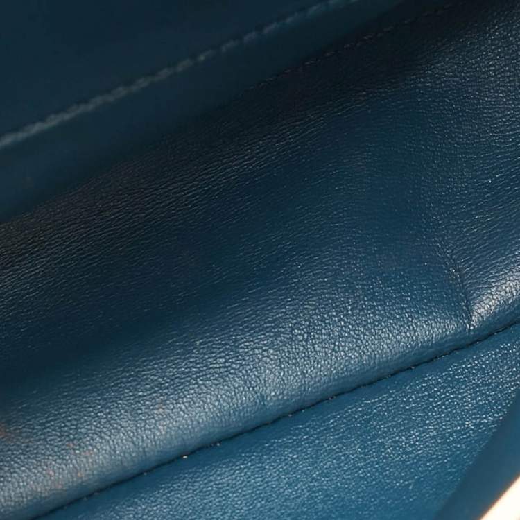 Pre Owned Fendi Blue Leather Mini Peekaboo Top Handle Bag