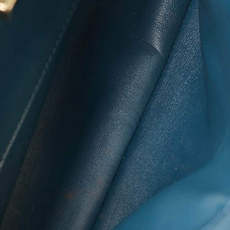 Pre Owned Fendi Blue Leather Mini Peekaboo Top Handle Bag