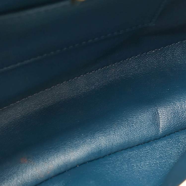Pre Owned Fendi Blue Leather Mini Peekaboo Top Handle Bag
