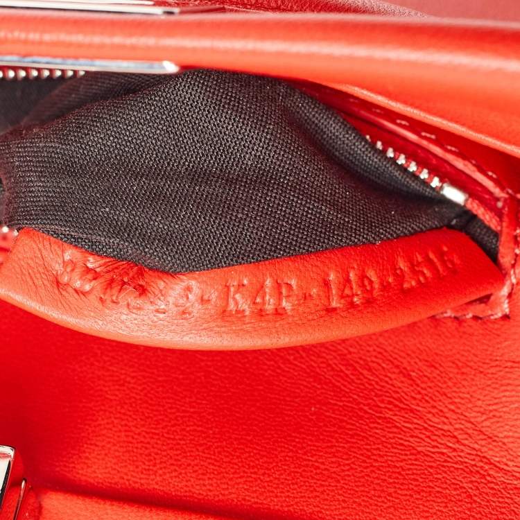 Pre Owned Fendi Orange Leather Mini Peekaboo Top Handle Bag