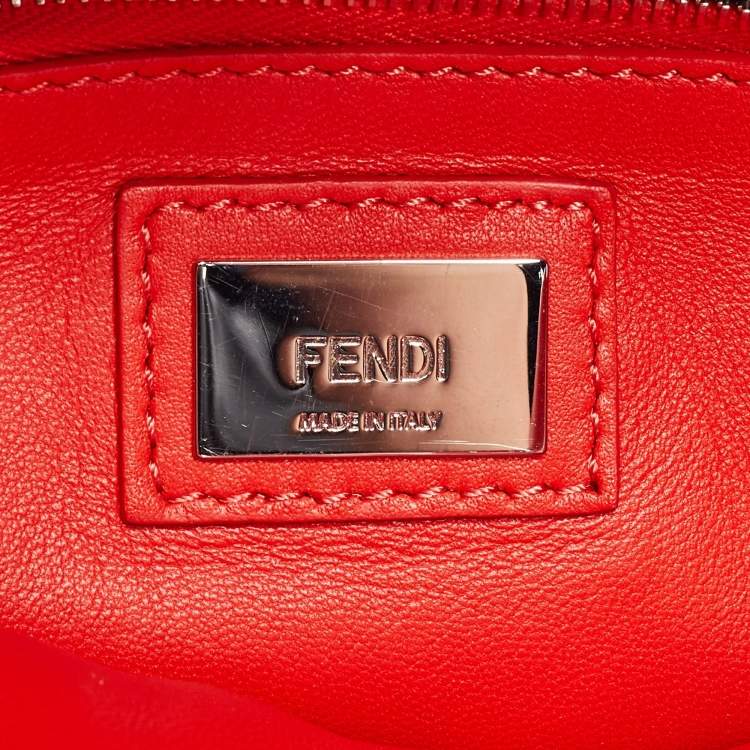 Pre Owned Fendi Orange Leather Mini Peekaboo Top Handle Bag