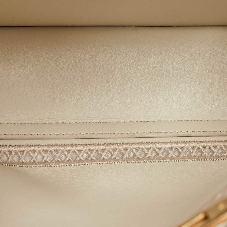 Pre Owned Fendi Brown Leather Embroidered Medium Peekaboo Iseeu Top Handle Bag