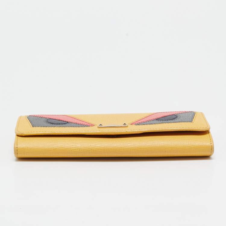 Pre Owned Fendi Multicolor Leather Eye Monster Flap Continental Wallet