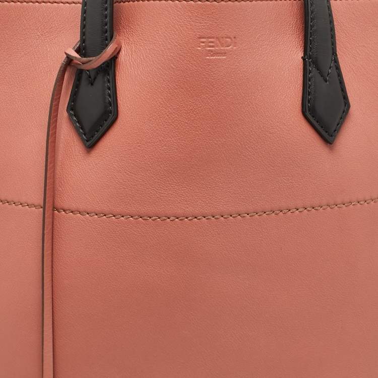 Pre Owned Fendi Old Rose/Black Leather All in Shopping Tote