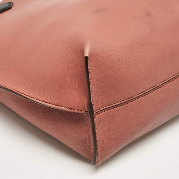 Pre Owned Fendi Old Rose/Black Leather All in Shopping Tote