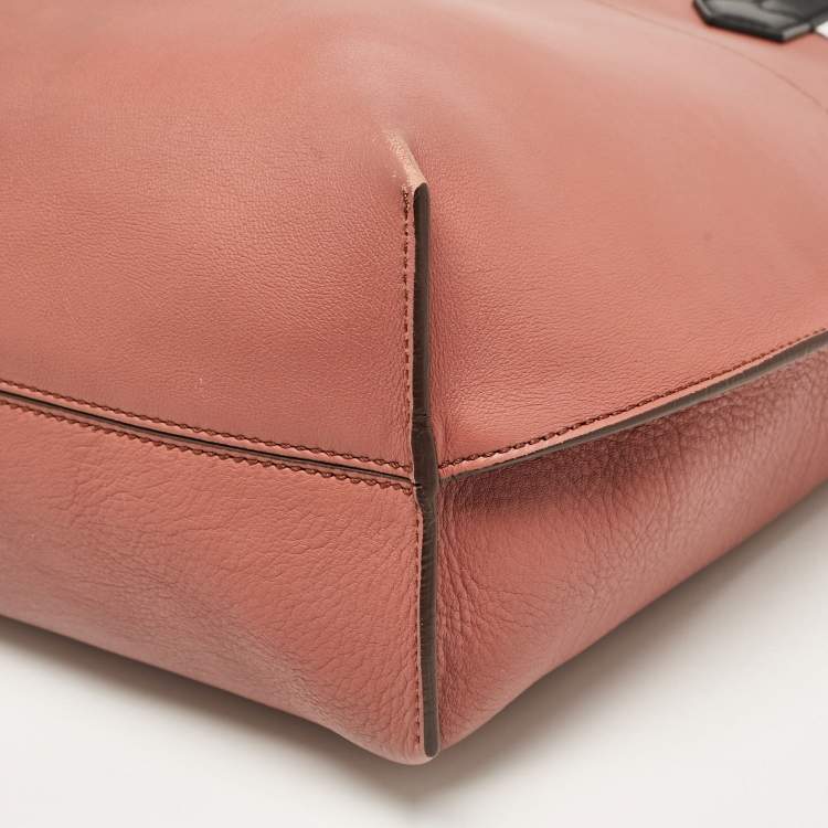 Pre Owned Fendi Old Rose/Black Leather All in Shopping Tote