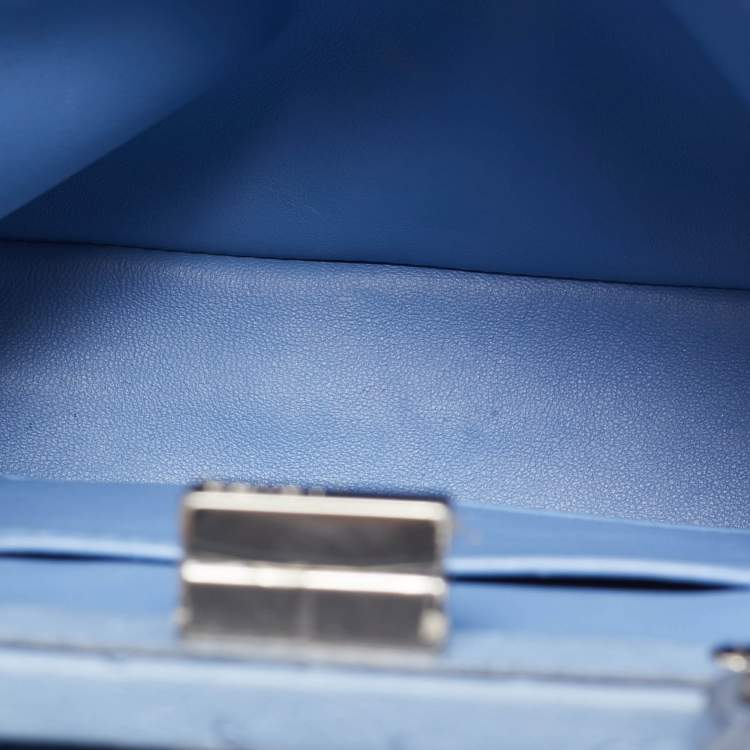 Pre Owned Fendi Blue Ostrich Leather Mini Peekaboo Top Handle Bag