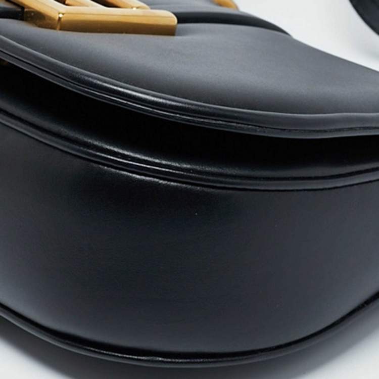 Pre Owned Fendi Black Leather Small C'Mon Flap Shoulder Bag