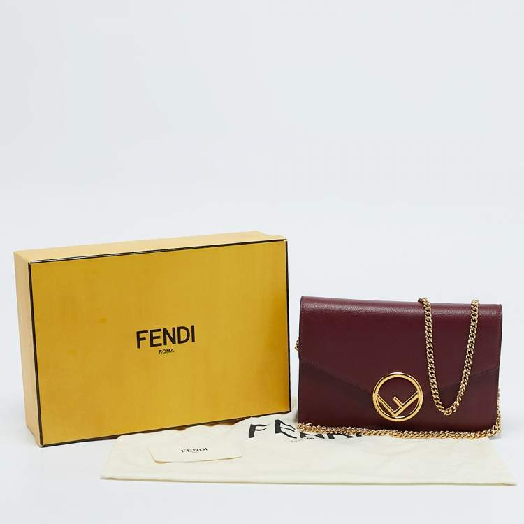 Pre Owned Fendi Burgundy Leather F is Fendi Wallet On Chain