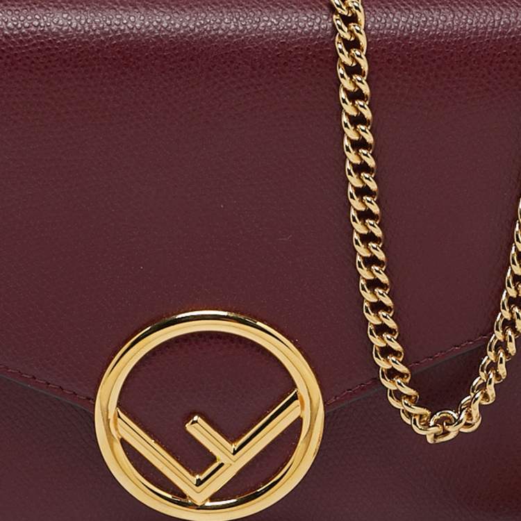 Pre Owned Fendi Burgundy Leather F is Fendi Wallet On Chain