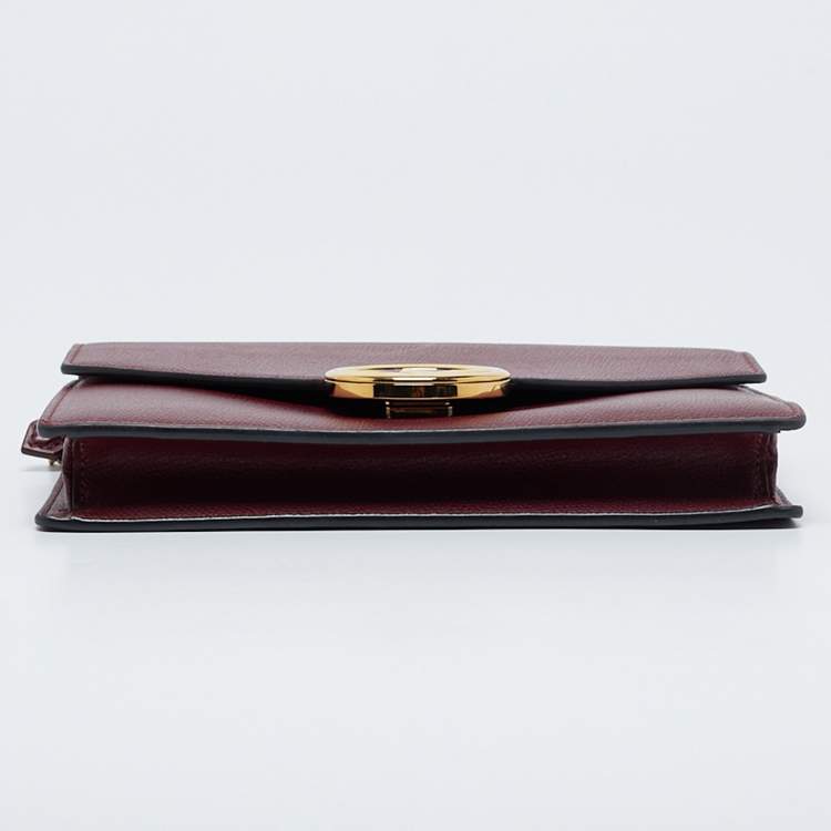 Pre Owned Fendi Burgundy Leather F is Fendi Wallet On Chain