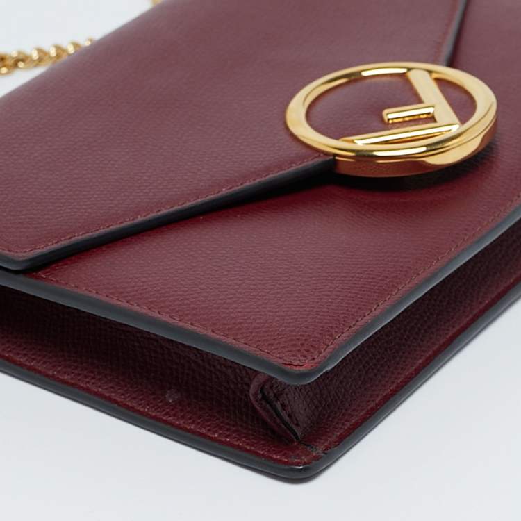 Pre Owned Fendi Burgundy Leather F is Fendi Wallet On Chain