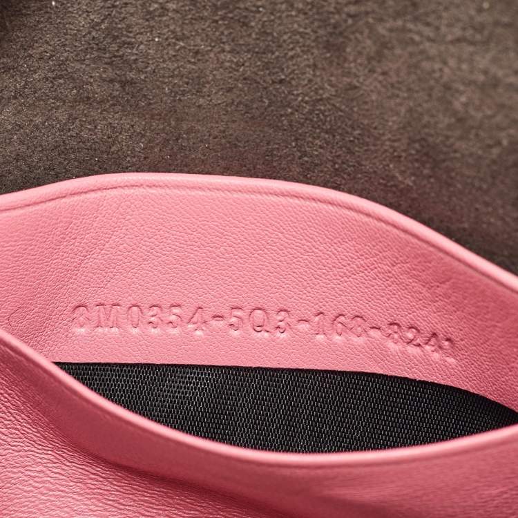 Pre Owned Fendi Pink Leather and Fur Trim Micro Buggie Baguette Crossbody Bag