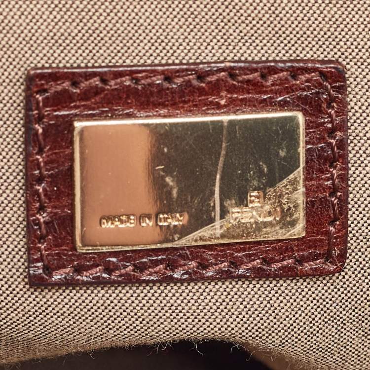 Pre Owned Fendi Brown/Beige Zucchino Canvas and Leather Flap Shoulder Bag