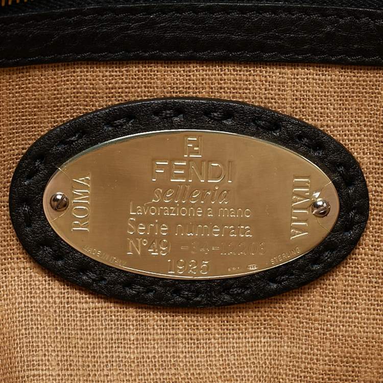 Pre Owned Fendi Black Selleria Leather Double Zip Satchel