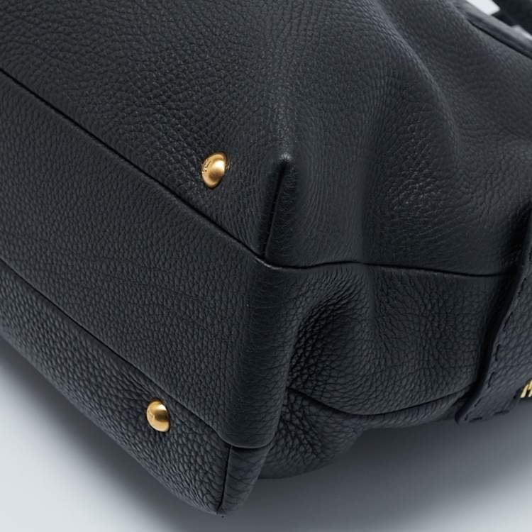 Pre Owned Fendi Black Selleria Leather Double Zip Satchel