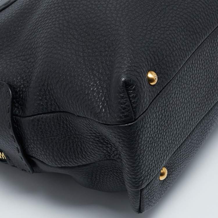 Pre Owned Fendi Black Selleria Leather Double Zip Satchel