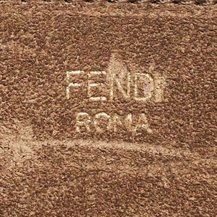 Pre Owned Fendi Tobacco/Beige Zucca Canvas and Suede Touch Shoulder Bag