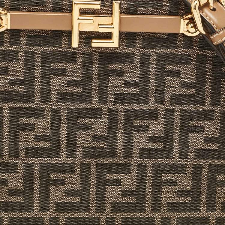 Pre Owned Fendi Tobacco/Beige Zucca Canvas and Suede Touch Shoulder Bag