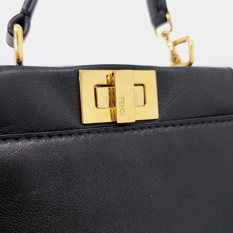 Pre Owned Fendi Black Leather Fendi Micro Peekaboo bag