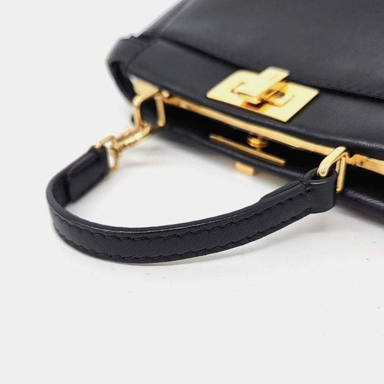 Pre Owned Fendi Black Leather Fendi Micro Peekaboo bag