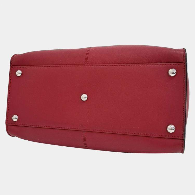 Pre Owned Fendi Red Leather Peekaboo XLite Medium Bag