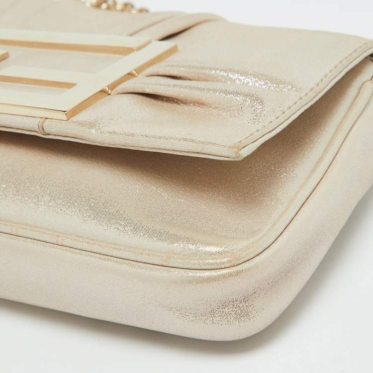 Pre Owned Fendi Metallic Shimmering Leather Mia Pochette Bag