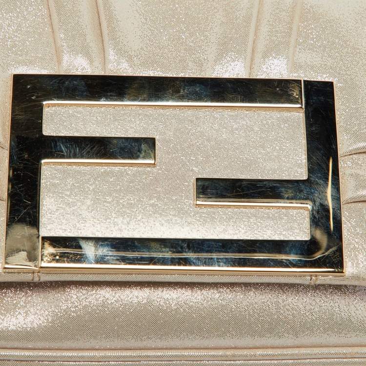 Pre Owned Fendi Metallic Shimmering Leather Mia Pochette Bag