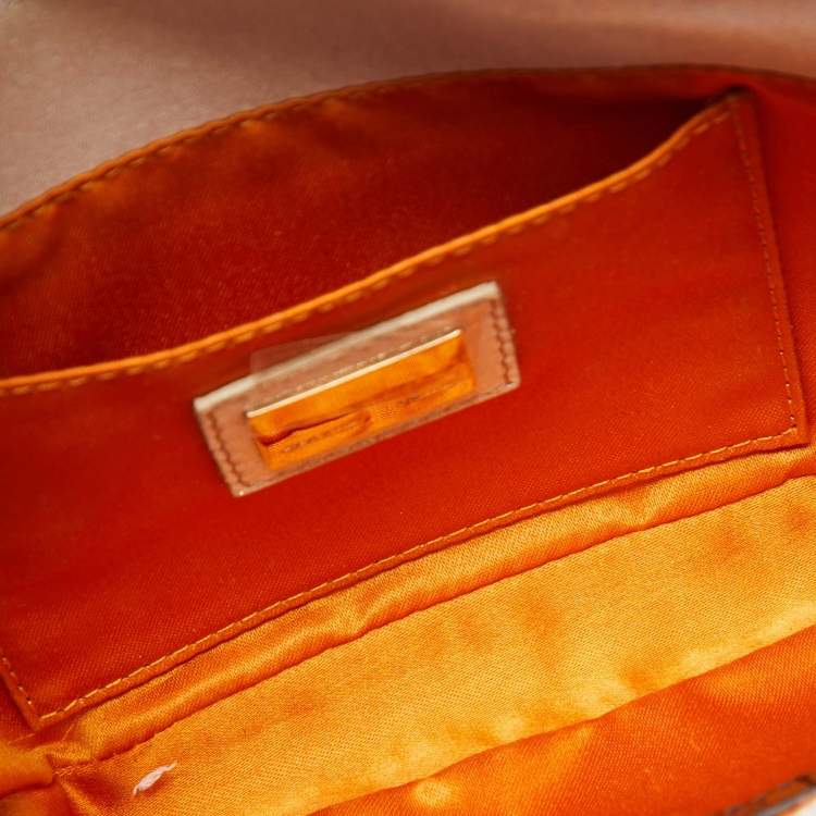 Pre Owned Fendi Metallic Shimmering Leather Mia Pochette Bag