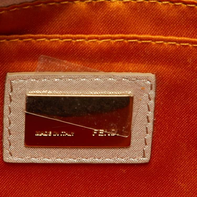 Pre Owned Fendi Metallic Shimmering Leather Mia Pochette Bag