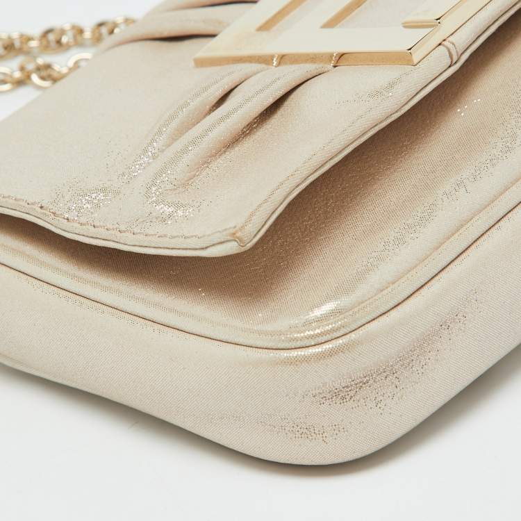 Pre Owned Fendi Metallic Shimmering Leather Mia Pochette Bag