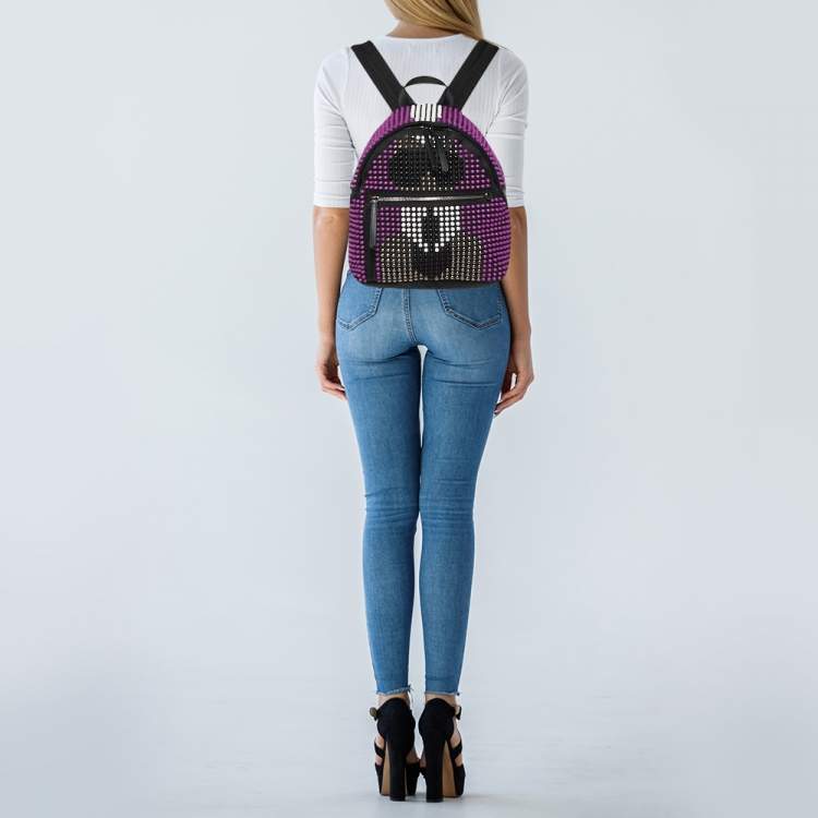 Pre Owned Fendi Black/Purple Nylon Karl Beaded Backpack