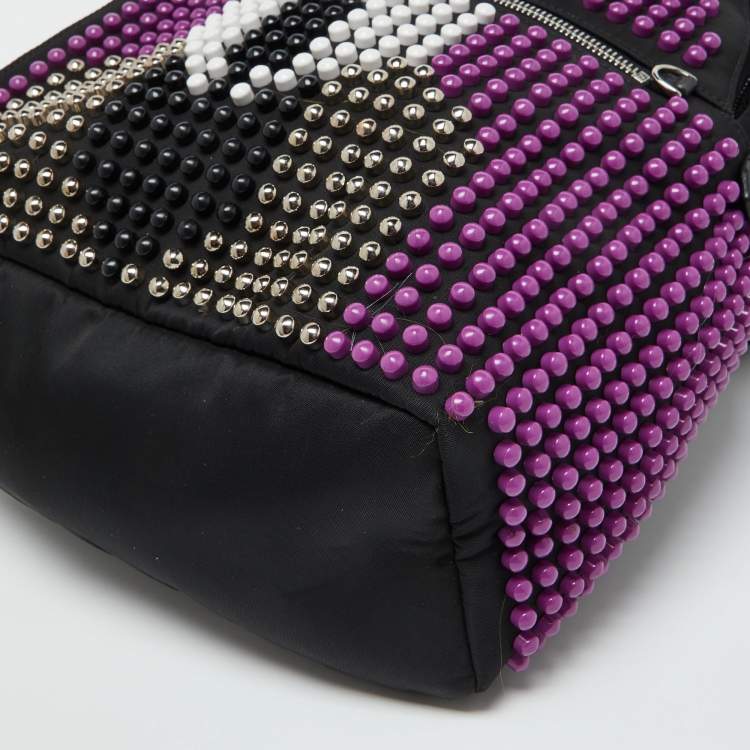 Pre Owned Fendi Black/Purple Nylon Karl Beaded Backpack