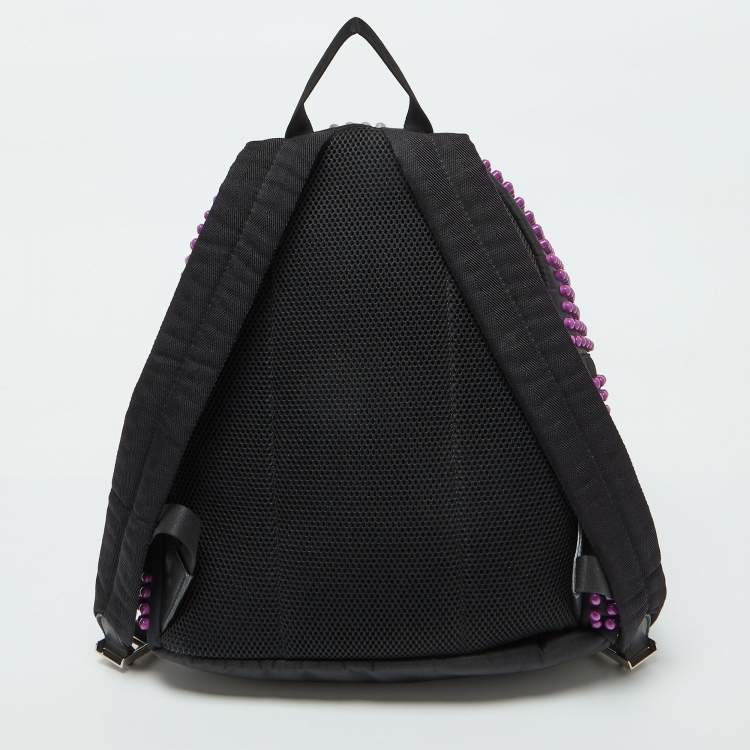 Pre Owned Fendi Black/Purple Nylon Karl Beaded Backpack